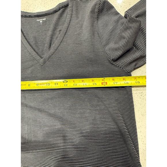 Garnet Hill Maxi Dress Womens Sz Large Gray Striped Long Sleeves Hi-Low Travel - Picture 7 of 9